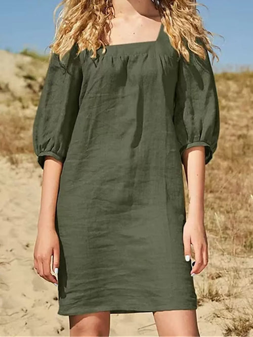 Square Neck Puff Sleeve Mini Dress