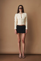 CLEO Ribbed Button Crop Top