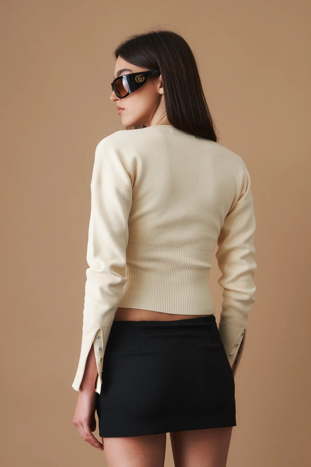 CLEO Ribbed Button Crop Top