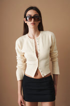 CLEO Ribbed Button Crop Top
