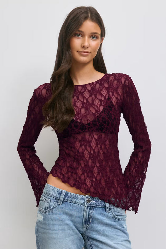 LACE See-Through Crop Top