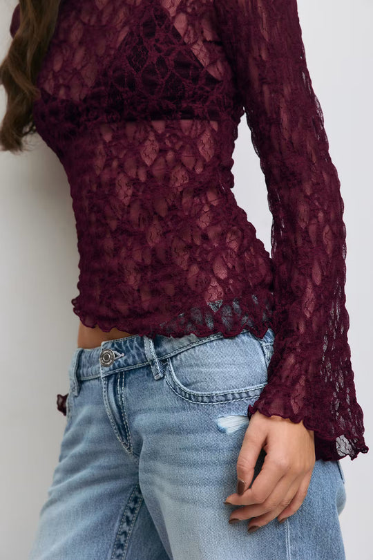 LACE See-Through Crop Top