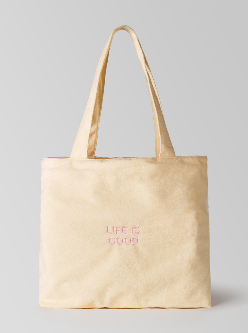 Life is good Frottee Tasche