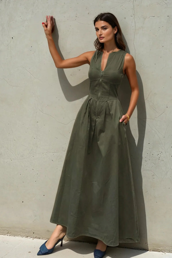 AUHA Pleated Midi Dress