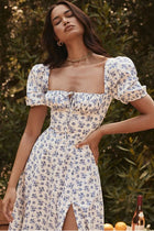 LUNA Floral Puff Sleeve Midi