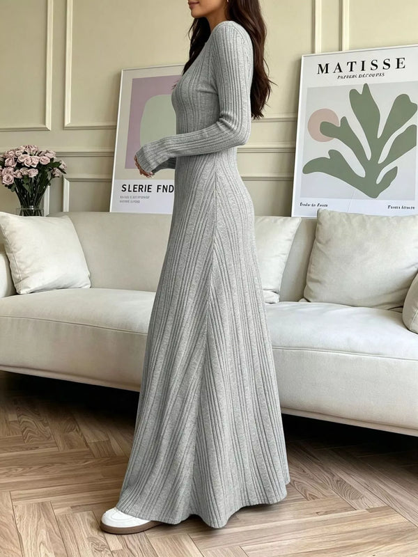 Long Sleeve Ribbed Knit Dress