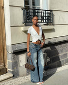 Addie Deep V Twist Front Top
