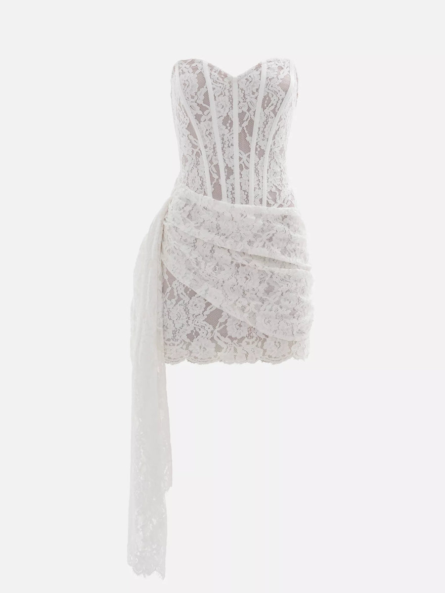 AMMA Lace Strapless Mini Dress