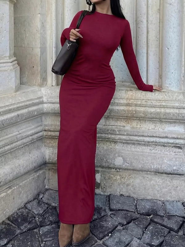 Long-Sleeve Bodycon Maxi Dress