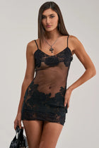 AUIA Lace Wrap Mini Dress