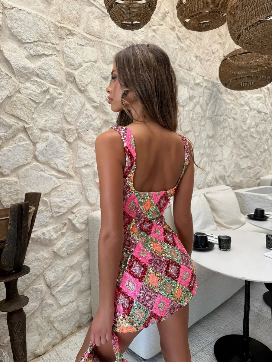 AUPA Sequin Backless Mini Dress