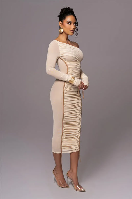 ZARA Mesh Ruched Midi