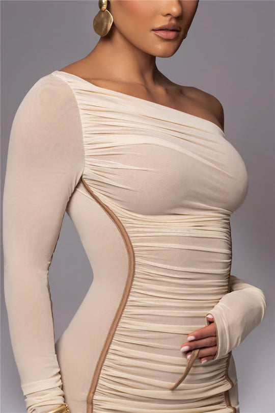 ZARA Mesh Ruched Midi