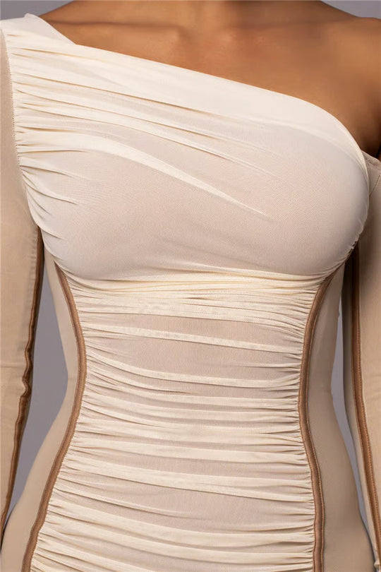 ZARA Mesh Ruched Midi