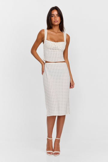 Lottie Midi Skirt White Polkadot