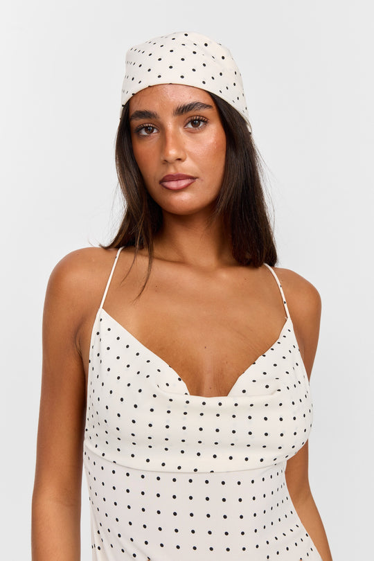Lottie Maxi Dress White Polkadot