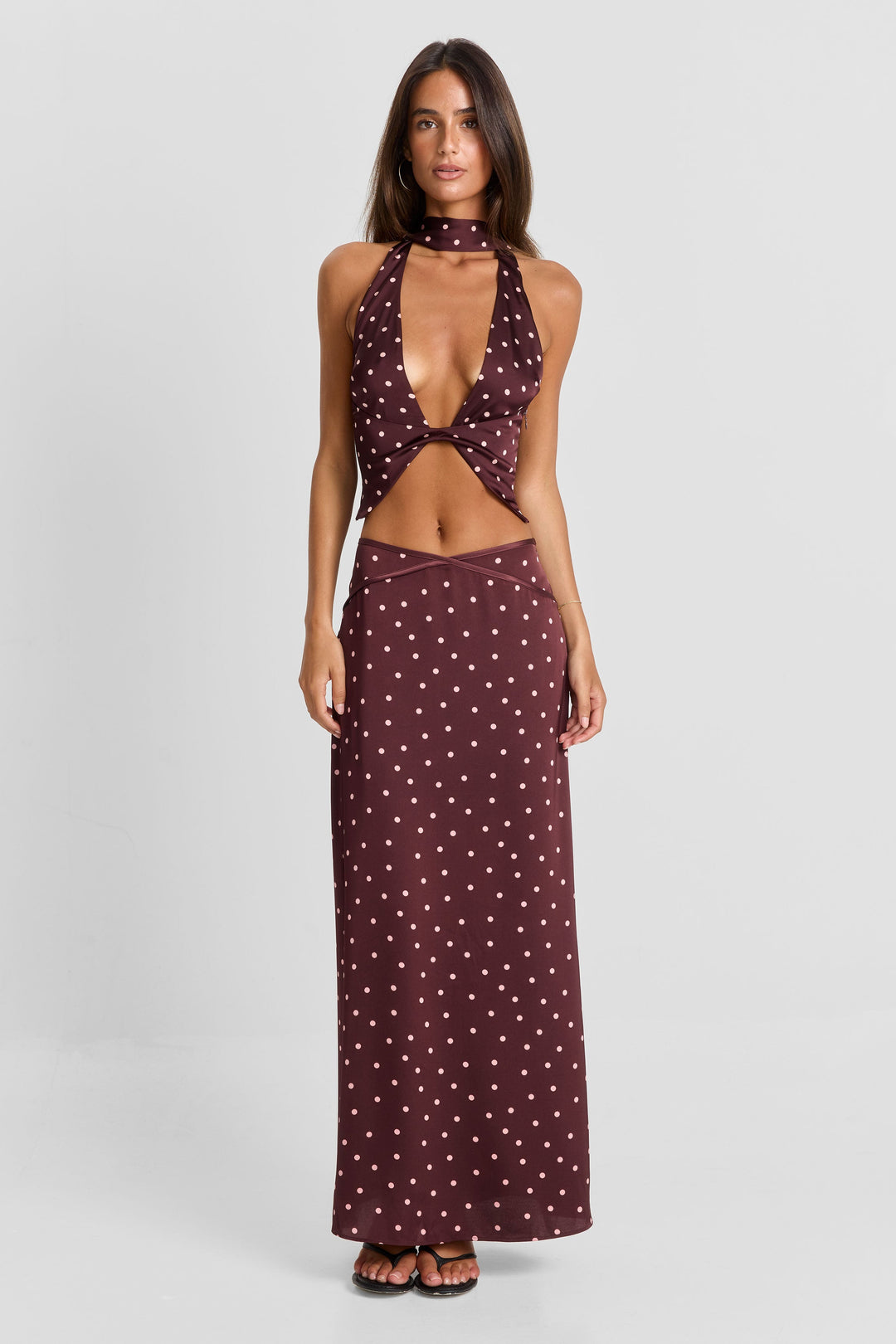 Cici Maxi Skirt Pink Polkadot