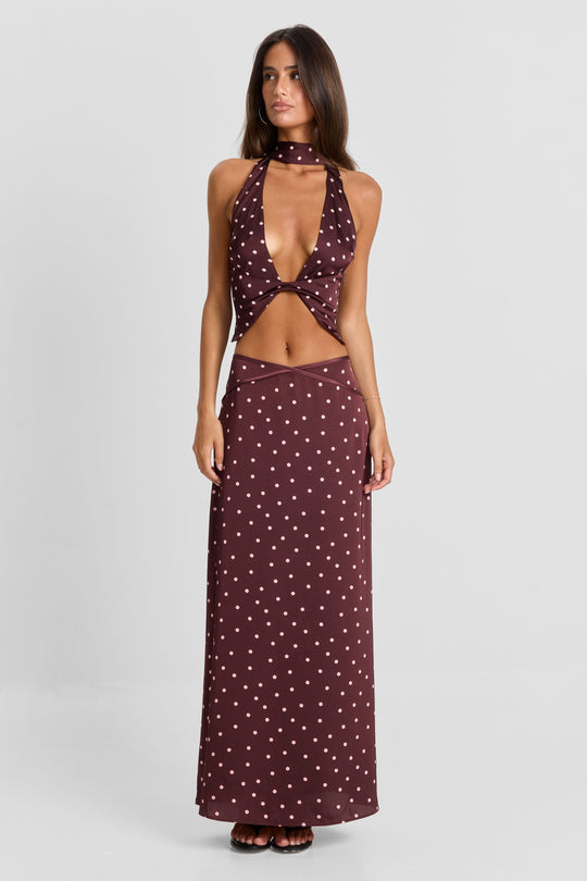 Cici Maxi Skirt Pink Polkadot