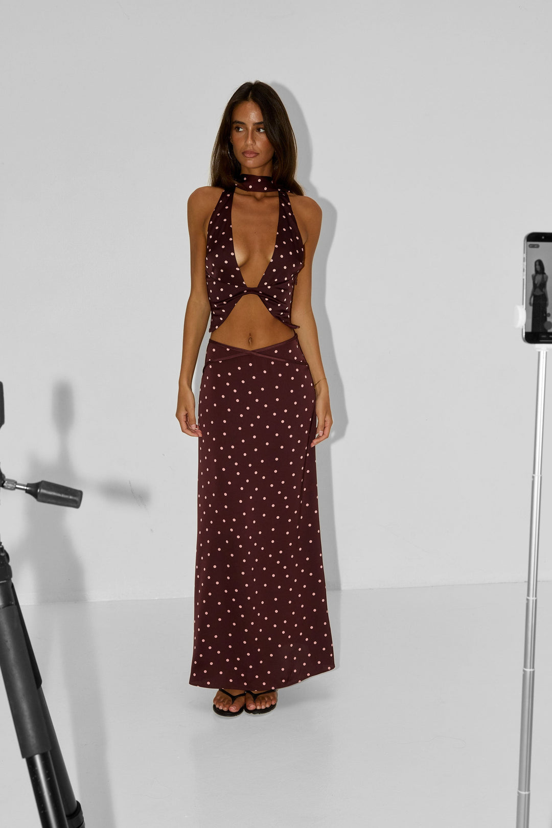 Cici Maxi Skirt Pink Polkadot