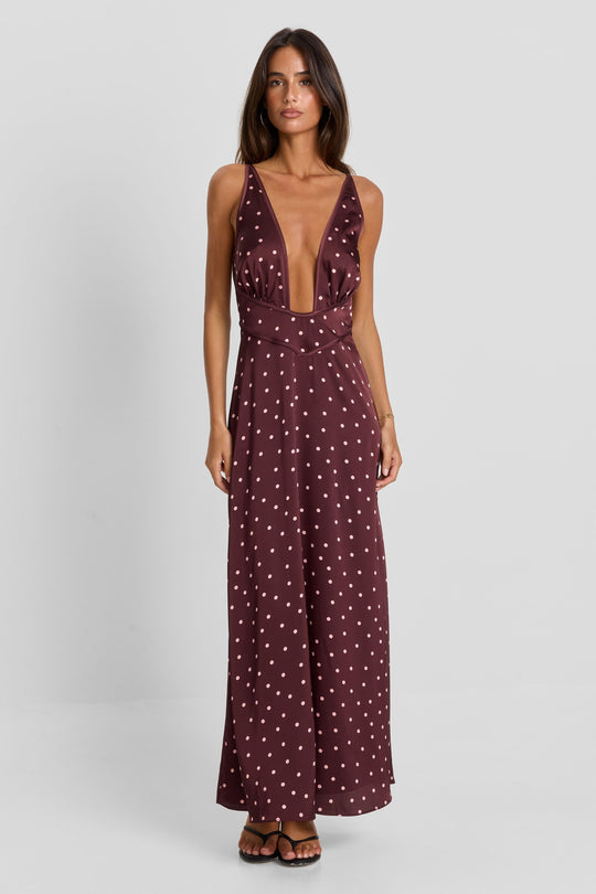 Cici Maxi Dress Pink Polkadot