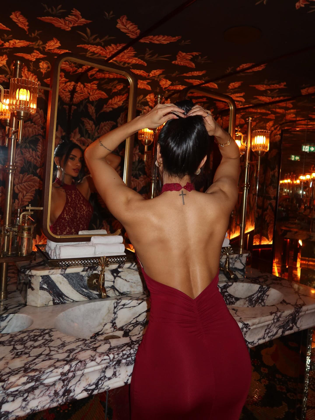 Lace Halter Backless Maxi