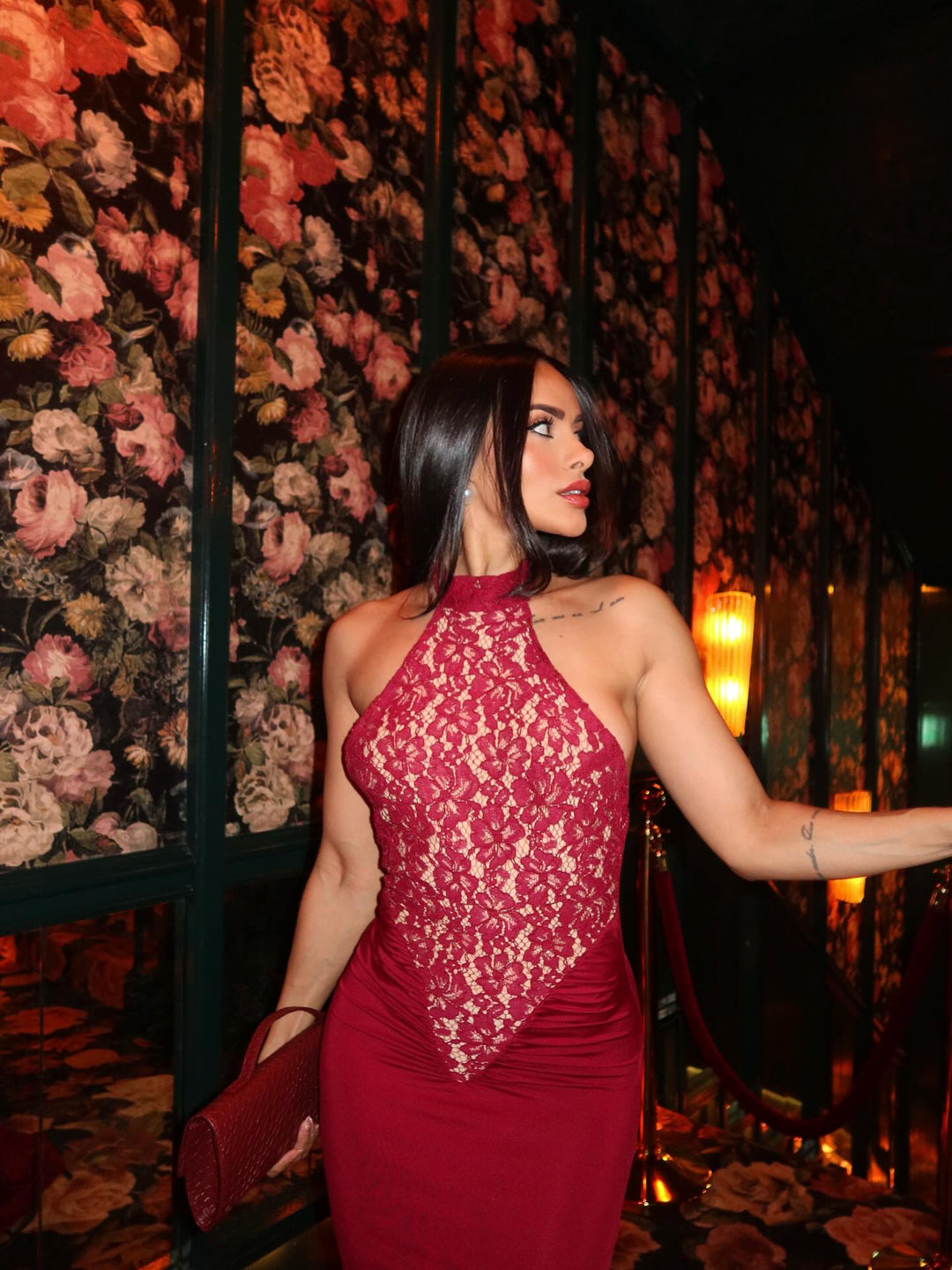 Lace Halter Backless Maxi