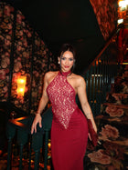 Lace Halter Backless Maxi