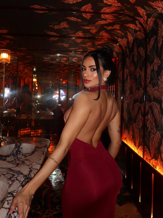 Lace Halter Backless Maxi