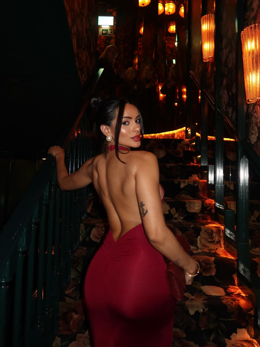 Lace Halter Backless Maxi