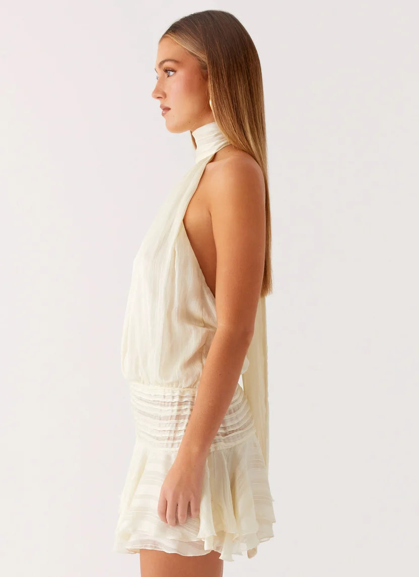 ASZA Lace Halter Mini Dress