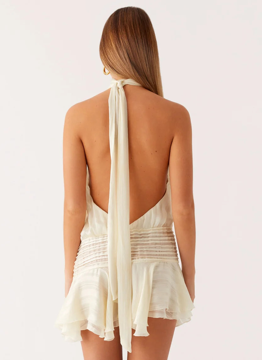 ASZA Lace Halter Mini Dress