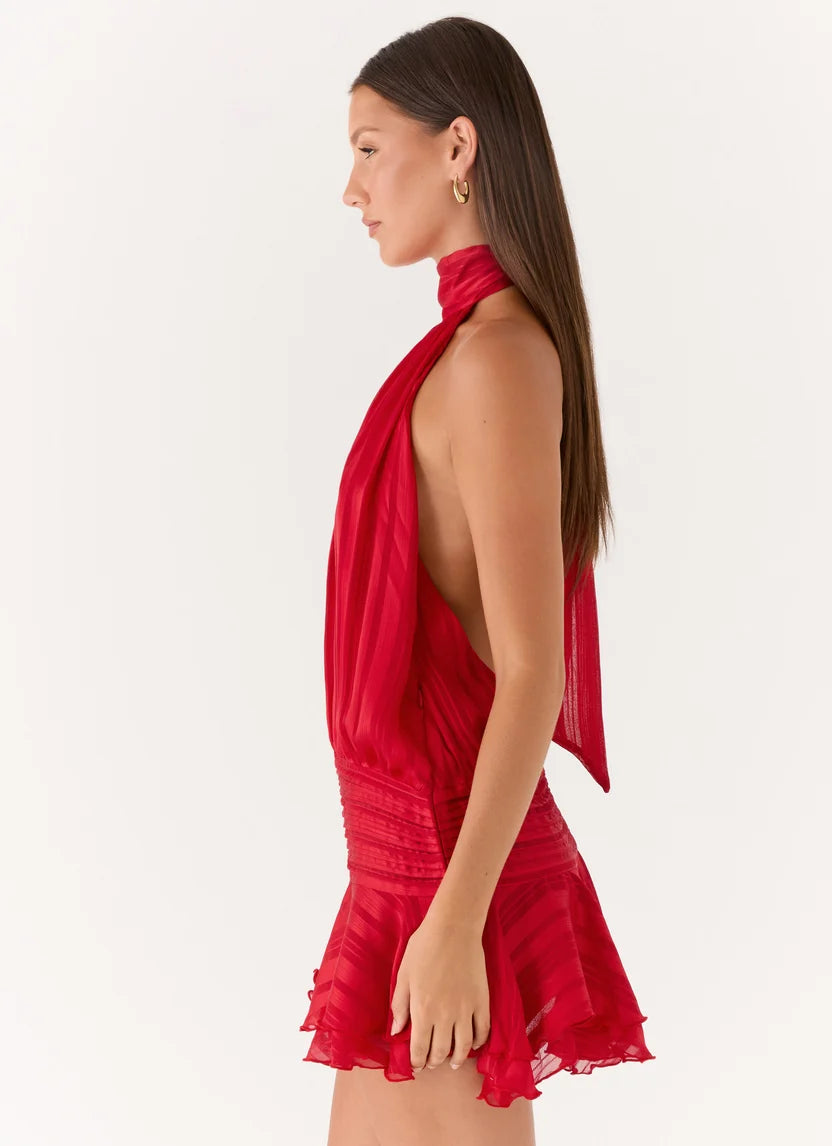 ASZA Lace Halter Mini Dress
