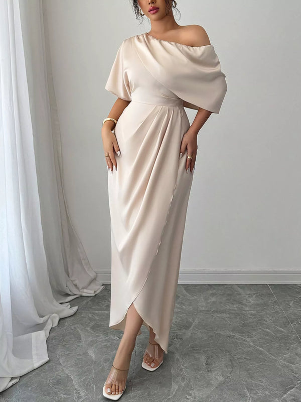One-Shoulder Satin Maxi Dress