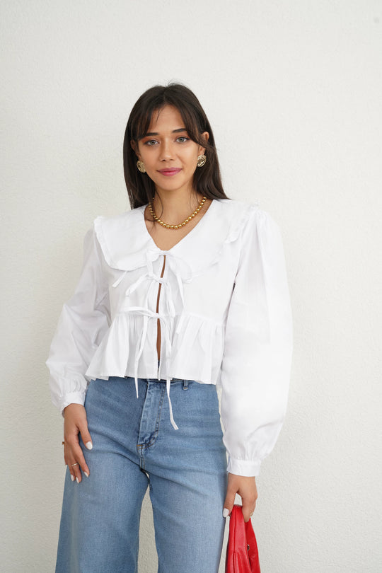 PETAL Lace Collar Cardigan Top