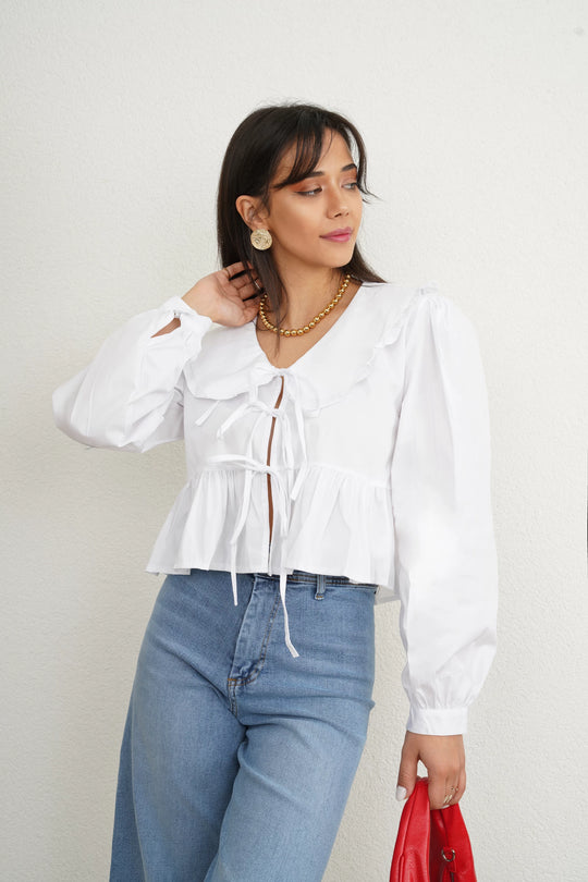 PETAL Lace Collar Cardigan Top