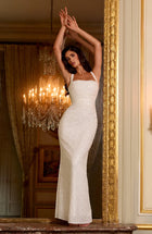 AVNA Lace Halter Maxi Dress