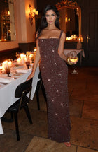 AVNA Lace Halter Maxi Dress