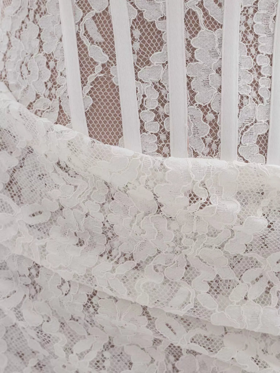AMMA Lace Strapless Mini Dress
