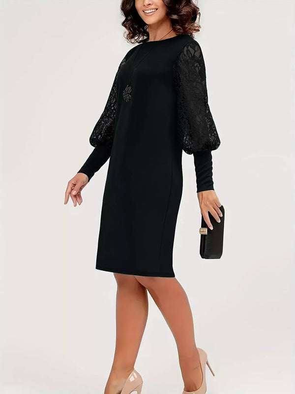 Lace Lantern Sleeve Dress