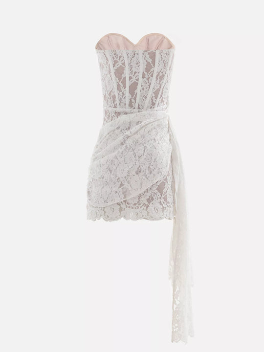 AMMA Lace Strapless Mini Dress