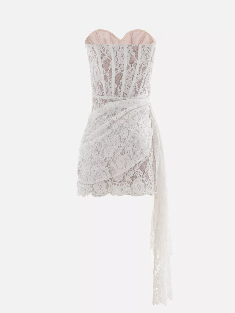 AMMA Lace Strapless Mini Dress