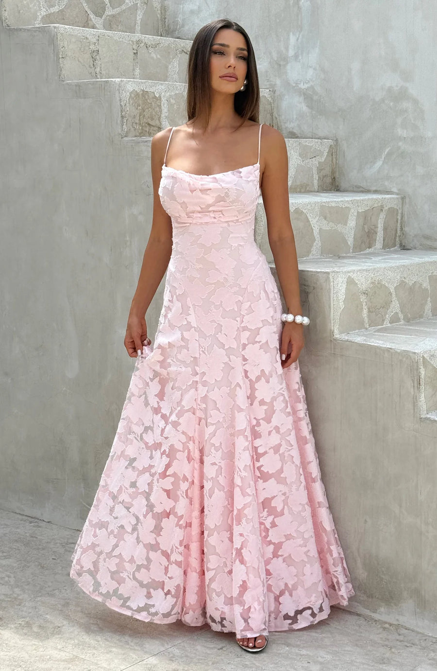 ARWA Lace Off-Shoulder Maxi Dress