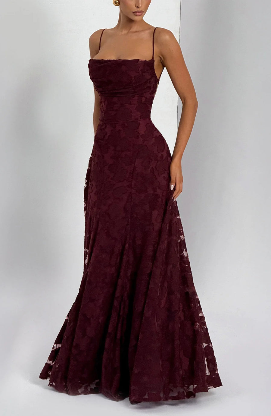 ARWA Lace Off-Shoulder Maxi Dress