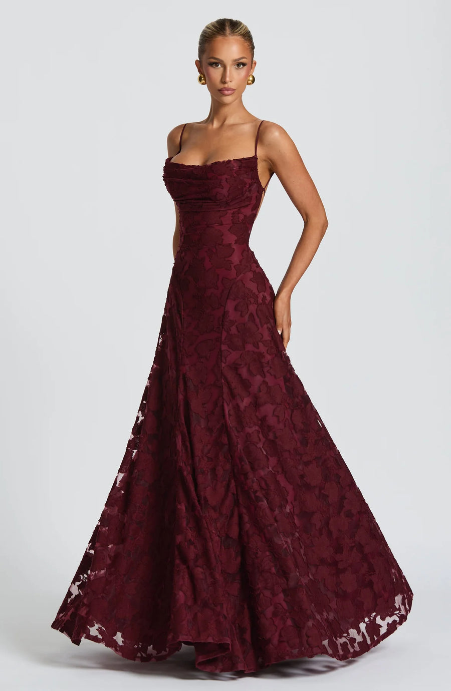 ARWA Lace Off-Shoulder Maxi Dress