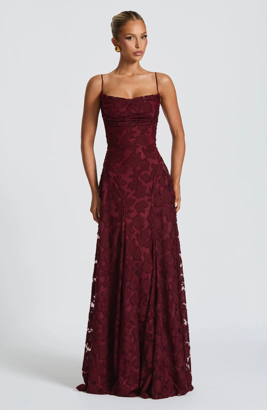 ARWA Lace Off-Shoulder Maxi Dress