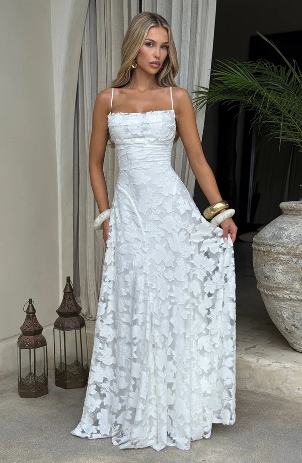 ARWA Lace Off-Shoulder Maxi Dress