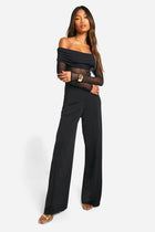 AMDA Mesh Off-Shoulder Maxi Dress