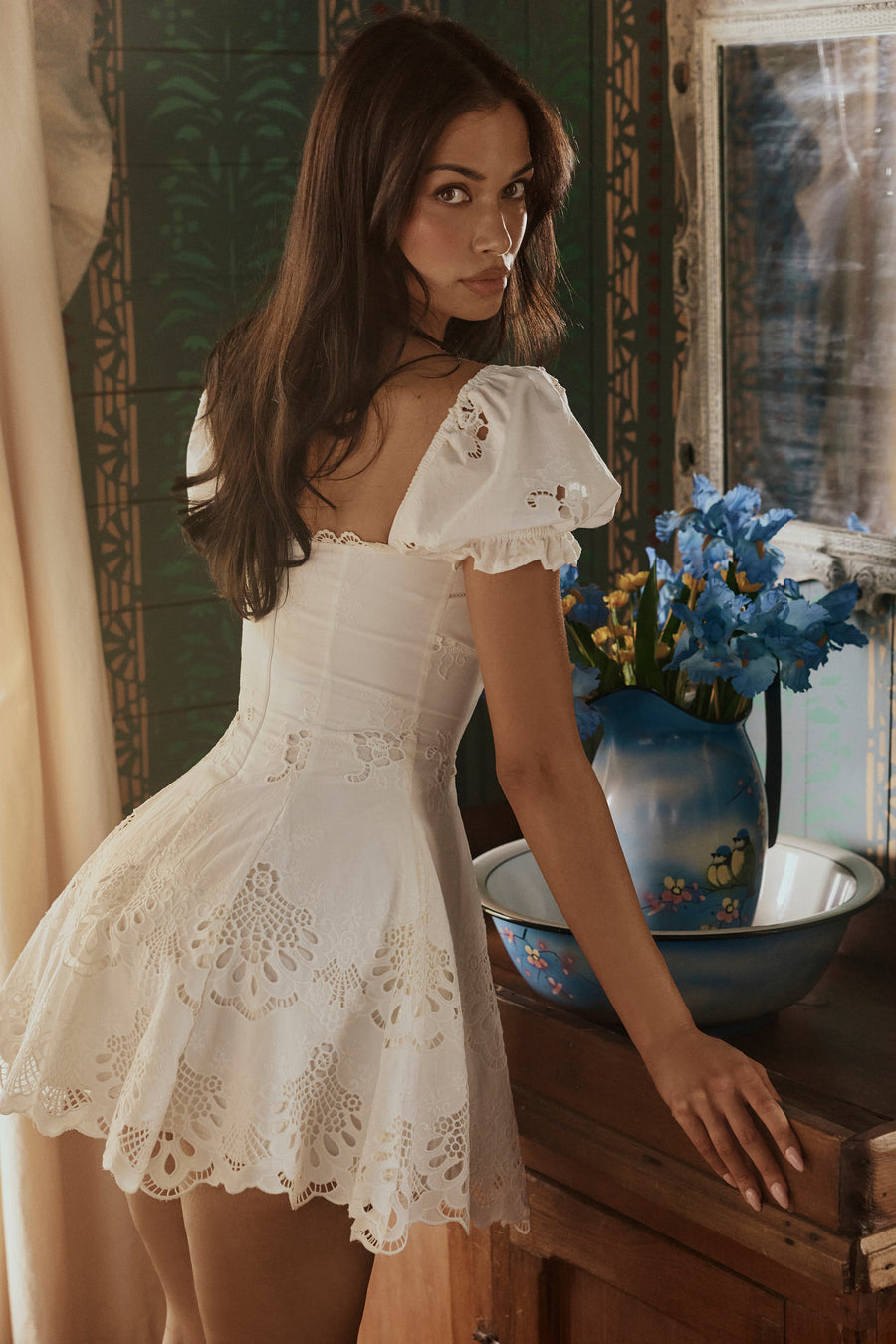 AVKA Lace Pleated Mini Dress