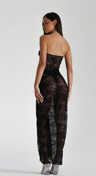 LACE Ruched Strapless Midi
