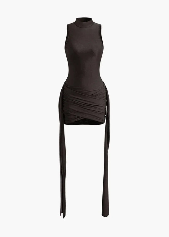 TESS Ruched Turtleneck Mini